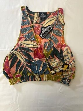 Angie Floral Multi Color Wrap Crop Top